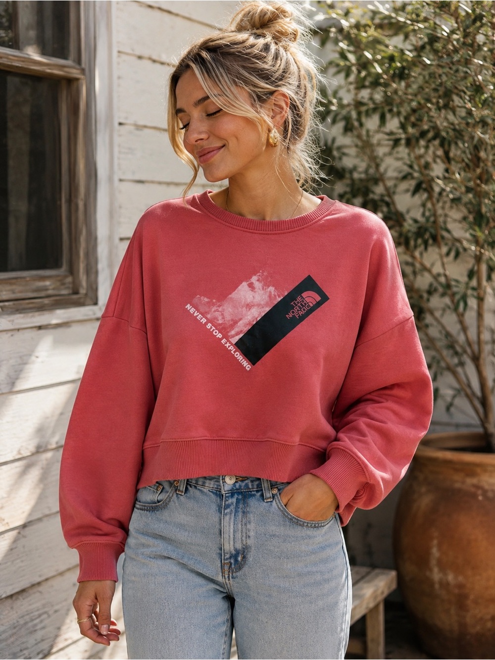 The North Face Rose Pink Crewneck Graphic Sweatshirt